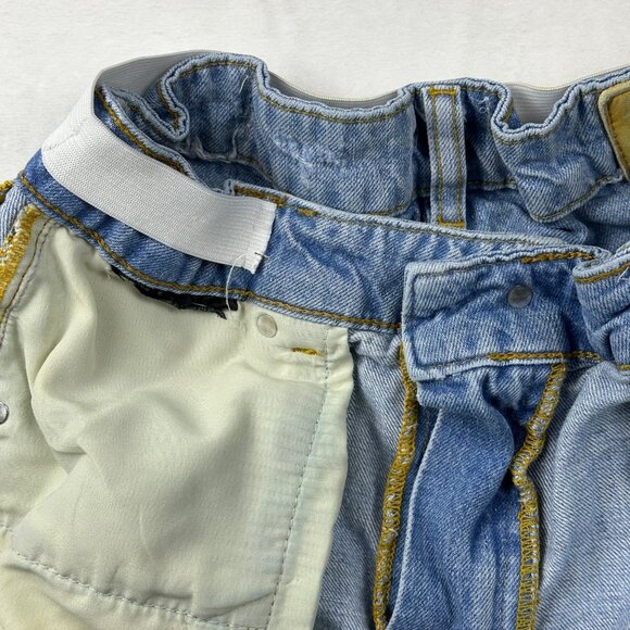 Zara Womens High-Waist Distressed Denim Shorts  Sz 6 Raw Hem Elastic Waistband - Picture 13 of 14